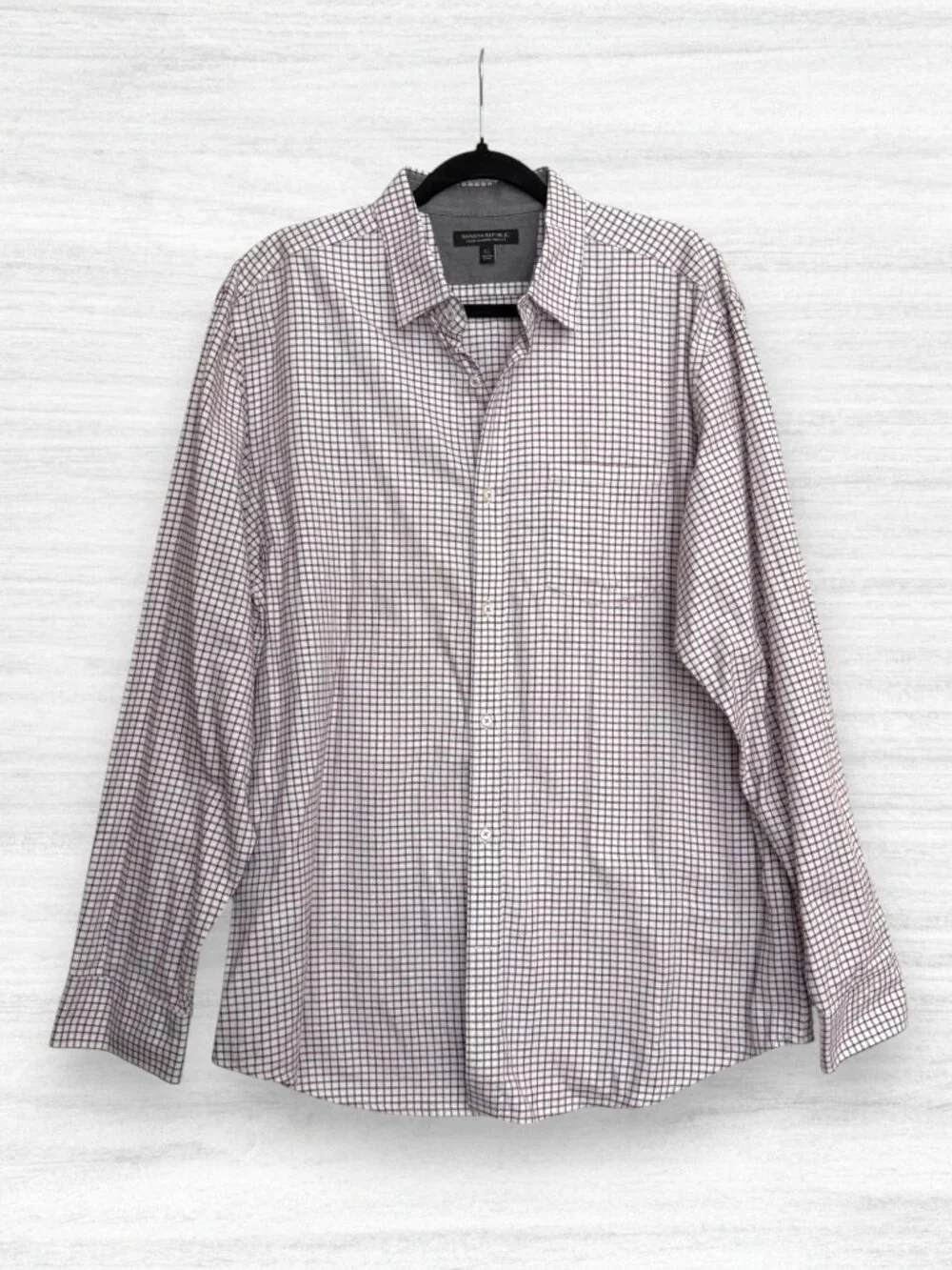 Banana Republic Luxe Flannel Slim Fit Shirt Mens XL Burgundy Navy Check Cotton